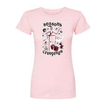 Juniors' Disney's The Nightmare Before Christmas Season's Creepings Fitted Graphic Tee