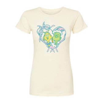 Juniors' Dr. Seuss The Grinch & Max Fitted Christmas Graphic Tee