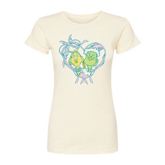 Juniors' Dr. Seuss The Grinch & Max Fitted Christmas Graphic Tee