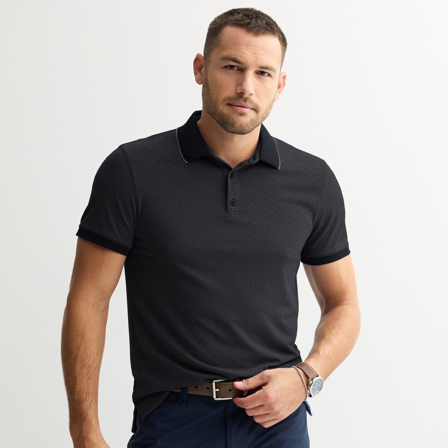 Мужское поло Apt. 9 Jacquard Tipped с жаккардовым узором