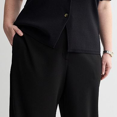 Plus Size Nine West Elastic Waist Wide Leg Pants