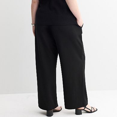 Plus Size Nine West Elastic Waist Wide Leg Pants