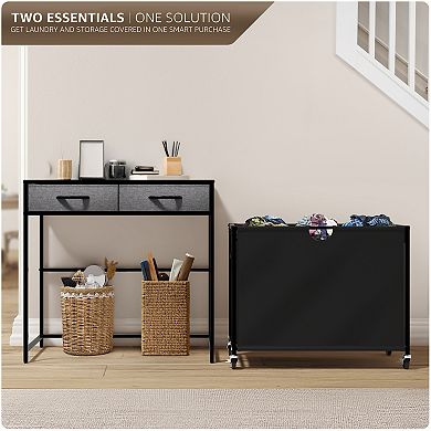 Sorbus Dresser with 3 Section Laundry Hamper and 2 Drawers for Laundry Room Organization