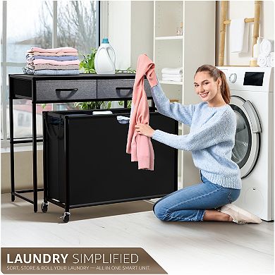 Sorbus Dresser with 3 Section Laundry Hamper and 2 Drawers for Laundry Room Organization
