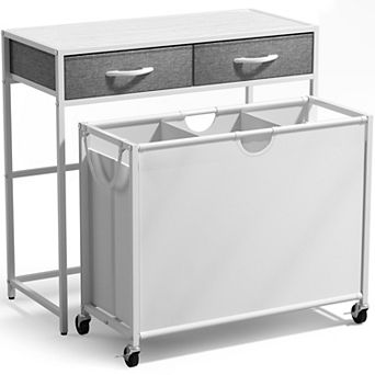 Sorbus Dresser with 3 Section Laundry Hamper and 2 Drawers for Laundry Room Organization