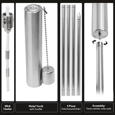 Sorbus 5 ft Set of 2 Stainless Oil Burning Barrel Shape Steel Torch