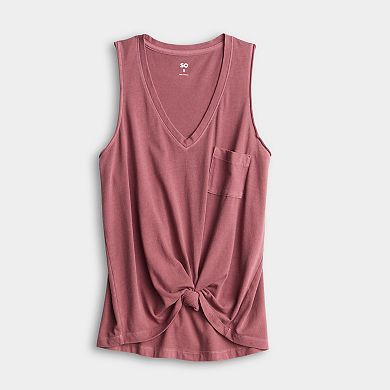 Juniors' SO® V-Neck Pocket Tank Top