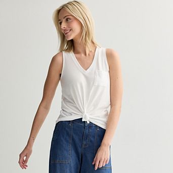 Juniors' SO® V-Neck Pocket Tank Top