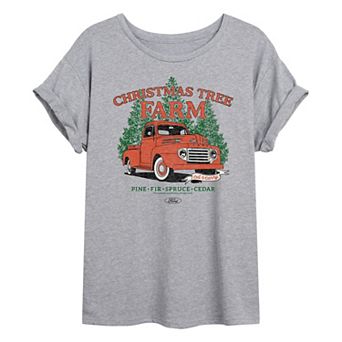 Juniors' Ford Christmas Tree Farm 1949 F3 Oversized Tee