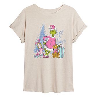 Juniors' Dr. Suess The Grinch Max & Cindy Lou Who Oversized Tee