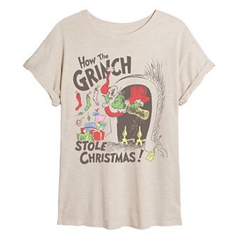 Juniors' Dr. Seuss How The Grinch Stole Christmas Oversized Tee