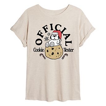 Juniors' Peanuts Official Cookie Tester Oversized Tee