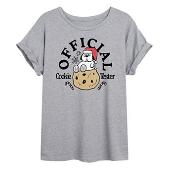 Juniors' Peanuts Official Cookie Tester Oversized Tee