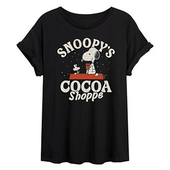 Juniors' Peanuts Snoopy's Cocoa Shoppe Oversized Tee