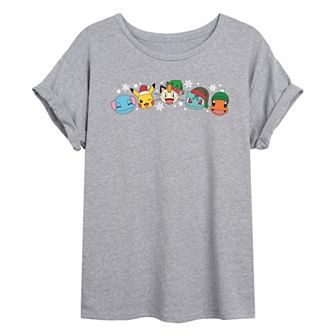 Juniors' Pokemon Group Christmas Oversized Tee