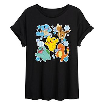Juniors' Pokemon Winter Stickers Oversized Tee