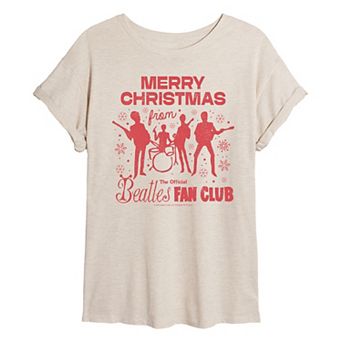 Juniors' The Beatles Merry Christmas Oversized Tee