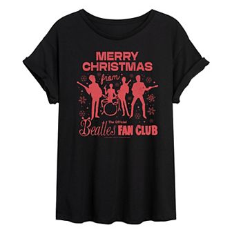 Juniors' The Beatles Merry Christmas Oversized Tee