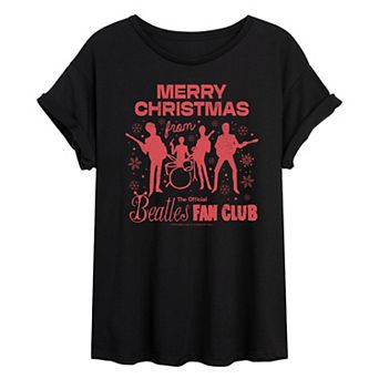 Juniors' The Beatles Merry Christmas Oversized Tee