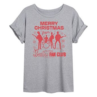 Juniors' The Beatles Merry Christmas Oversized Tee