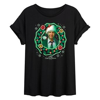Juniors' National Lampoon's Christmas Vacation Clark Griswold Oversized Tee