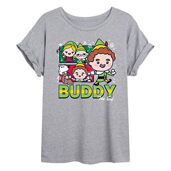 Juniors' Elf Buddy The Elf Cartoon Oversized Tee