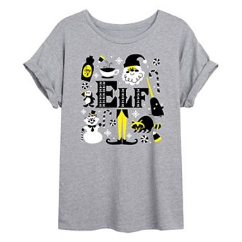 Juniors' Elf Icons Oversized Tee