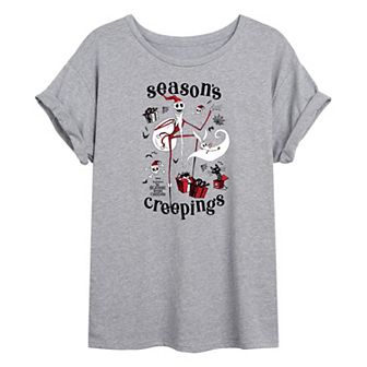 Juniors' Disney's The Nightmare Before Christmas Season's Creepings Oversized Tee
