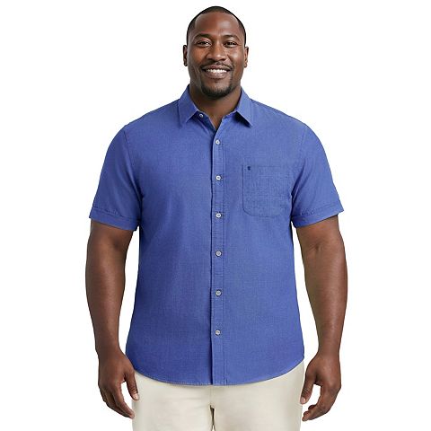 Мужская рубашка IZOD Chambray с коротким рукавом больших размеров