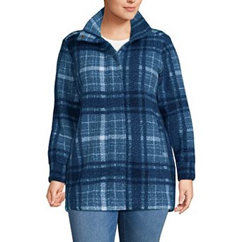 Plus Size Lands' End Print Boucle Fleece Coat