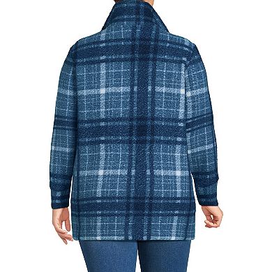 Plus Size Lands' End Print Boucle Fleece Coat