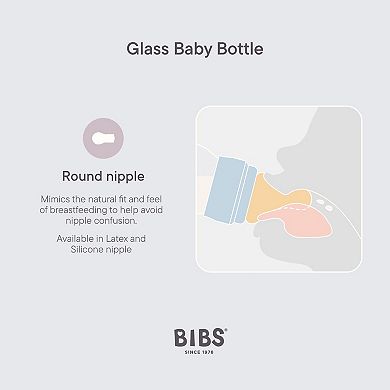 BIBS 4-oz. Glass Baby Bottle with Med Flow Latex Nipple