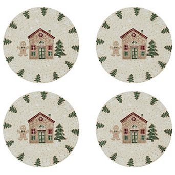Avanti Gingerbread Village Braided Round Placemat 4 pc Set