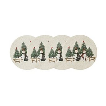 Avanti Country Snowman Braided Round Placemat 4 pc Set