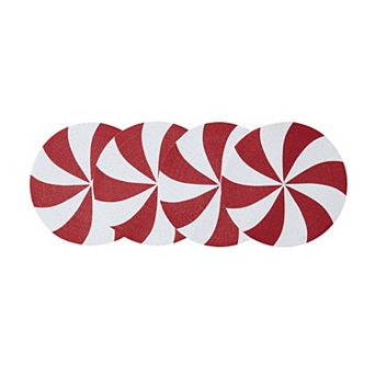 Avanti Peppermint Braided Round Placemat 4 pc Set