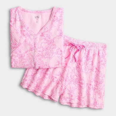 Women's Croft & Barrow® Textured Knit Pajama Top & Pajama Shorts Set