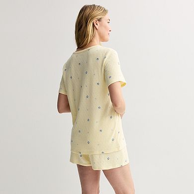 Women's Croft & Barrow® Textured Knit Pajama Top & Pajama Shorts Set