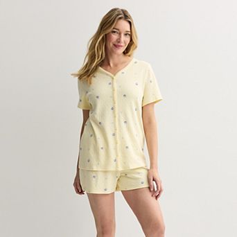 Women's Croft & Barrow® Textured Knit Pajama Top & Pajama Shorts Set