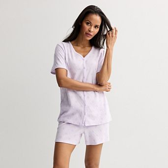 Women's Croft & Barrow® Textured Knit Pajama Top & Pajama Shorts Set