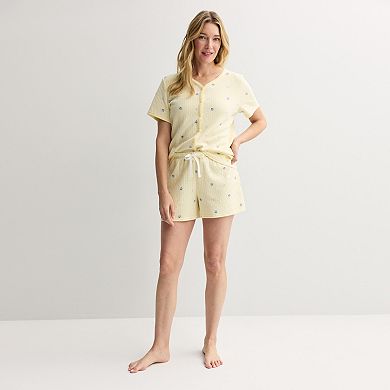 Petite Croft & Barrow® Textured Knit Pajama Top & Pajama Shorts Set