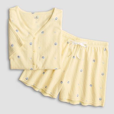 Petite Croft & Barrow® Textured Knit Pajama Top & Pajama Shorts Set