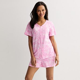 Petite Croft & Barrow® Textured Knit Pajama Top & Pajama Shorts Set