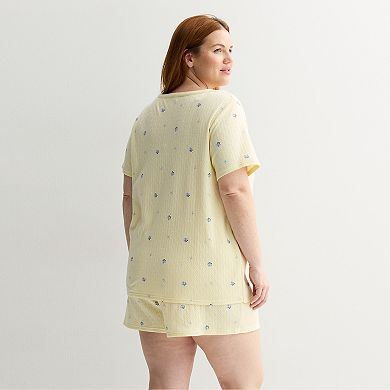 Plus Size Croft & Barrow® Textured Knit Pajama Top & Pajama Shorts Set