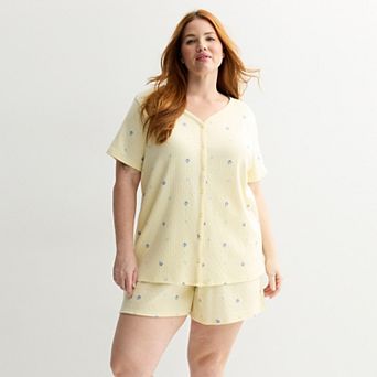 Plus Size Croft & Barrow® Textured Knit Pajama Top & Pajama Shorts Set