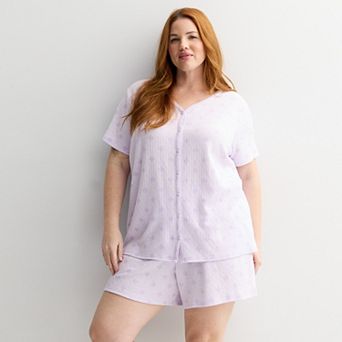 Plus Size Croft & Barrow® Textured Knit Pajama Top & Pajama Shorts Set