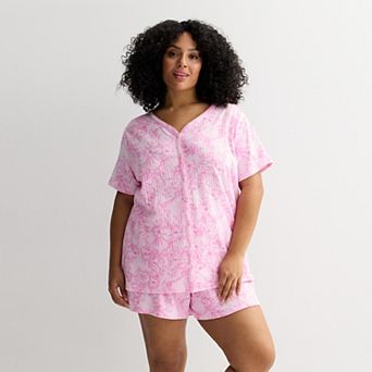 Plus Size Croft & Barrow® Textured Knit Pajama Top & Pajama Shorts Set