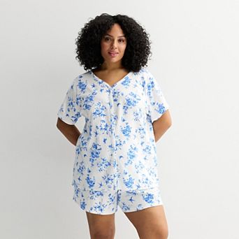Plus Size Croft & Barrow® Textured Knit Pajama Top & Pajama Shorts Set