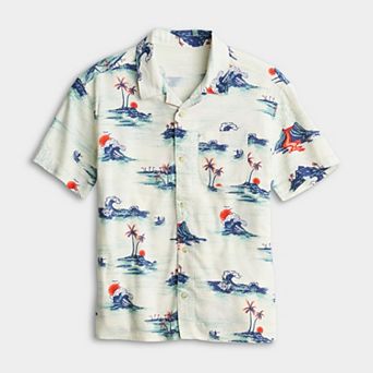 Boys 8-20 Sonoma Goods For Life® Adaptive Easy Dressing Short Sleeve Camp Shirt