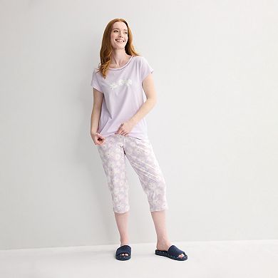 Petite Croft & Barrow® Pajama Top & Capri Pajama Bottoms Set