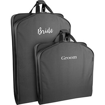 WallyBags 60 in & 40 in "Bride" & "Groom" Embroidered Deluxe Travel Garment Bags